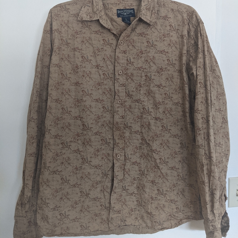Horse patterned long sleeve button down